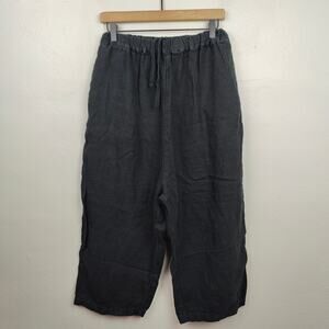 Maillot Linen Pants Womens 0 XS Black Wide Leg Relaxed Fit‎ Lagenlook Japanese